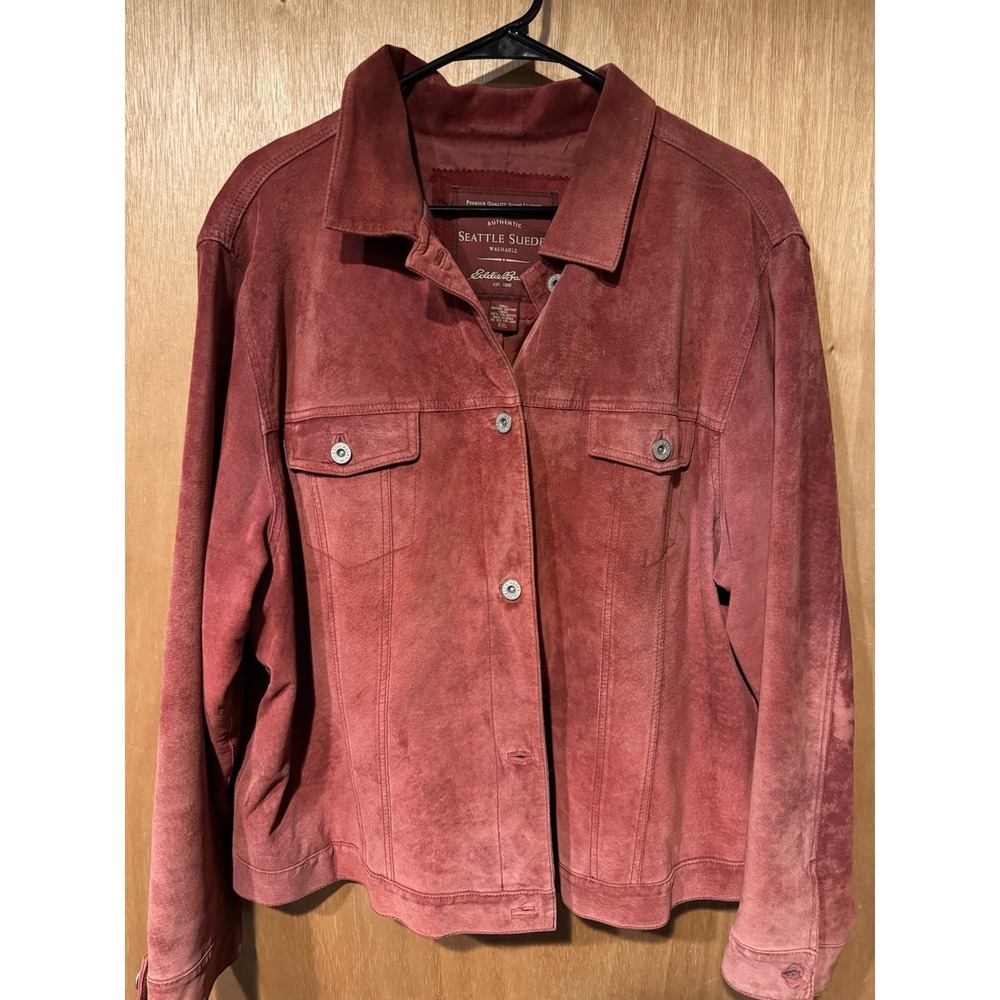 Eddie Bauer Seattle Suede Leather Jacket Size XXL Red